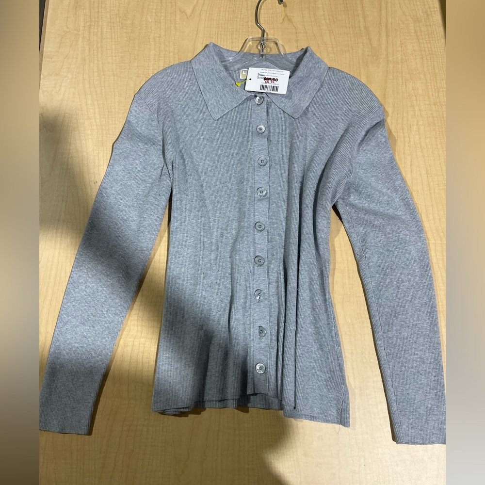 Michael Kors Light Gray Ribbed Knit Top